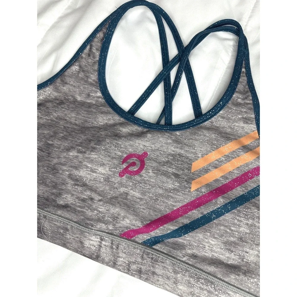Peloton Roller Rink Strappy Sports Bra Size XL Glitter Retro 80s‎ athleisure